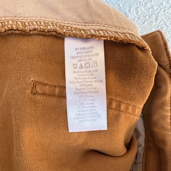 EVERLANE Straight Leg Twill Crop Pants in Mustard Gold Brown, Size 4 - Picture 8 of 8
